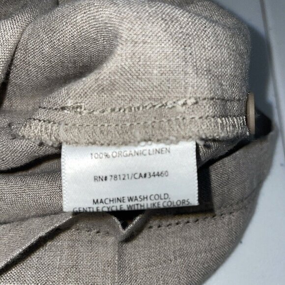 Eileen Fisher Pants Womens size L Tan Linen straight Leg Crop pockets organic - Picture 10 of 11